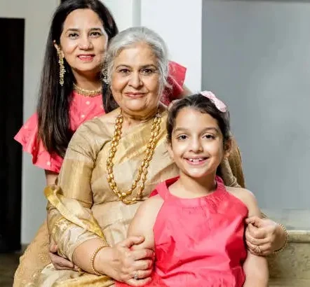 A grandmother with her daughter and granddaughter
